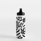 Black and white flower nature pattern Water Bottle Gallery Image 3