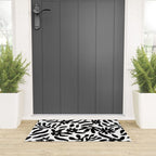 Black and white flower nature pattern Welcome Mat Gallery Image 3