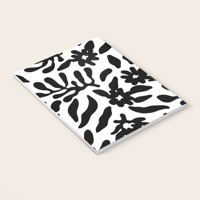 Black and white flower nature pattern Notebook Gallery Image 3
