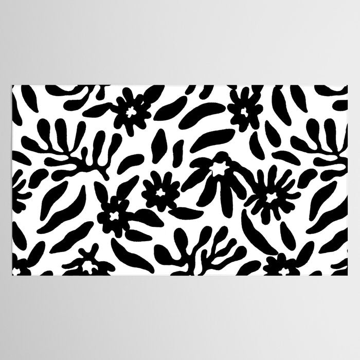Black and white flower nature pattern Tablecloth Gallery Image 2