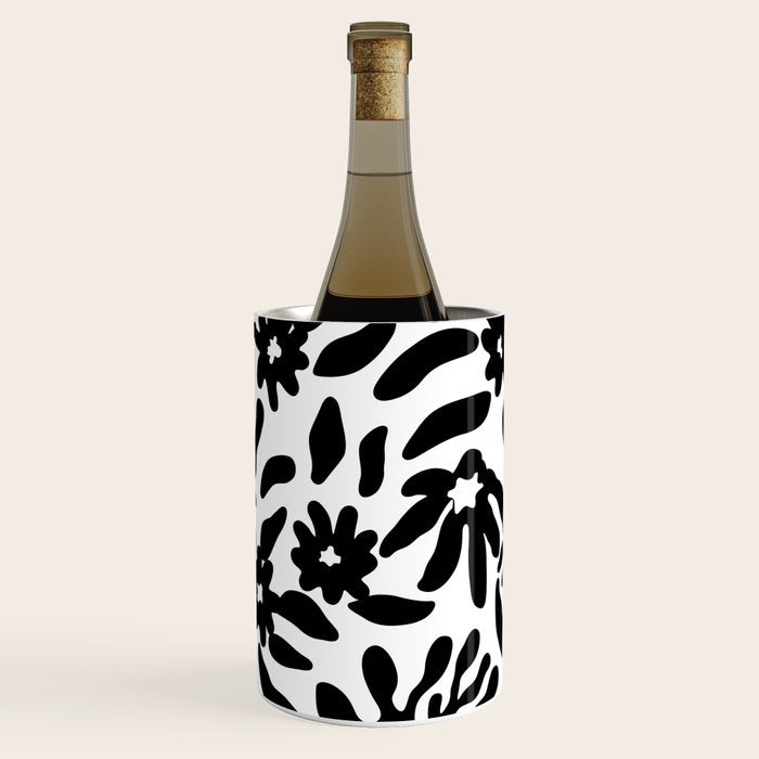 Black and white flower nature pattern Wine Chiller Gallery Image 1