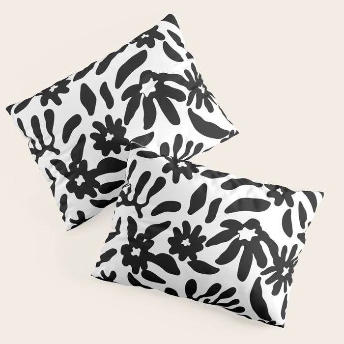 Black and white flower nature pattern Pillow Sham Gallery Image 3