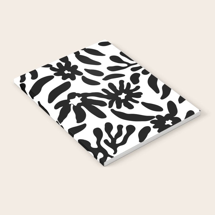 Black and white flower nature pattern Notebook Gallery Image 2