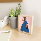 illustration of an elegant girl in a blue dress Mini Art Print Gallery Image 2