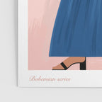 illustration of an elegant girl in a blue dress Poster Gallery Image 3