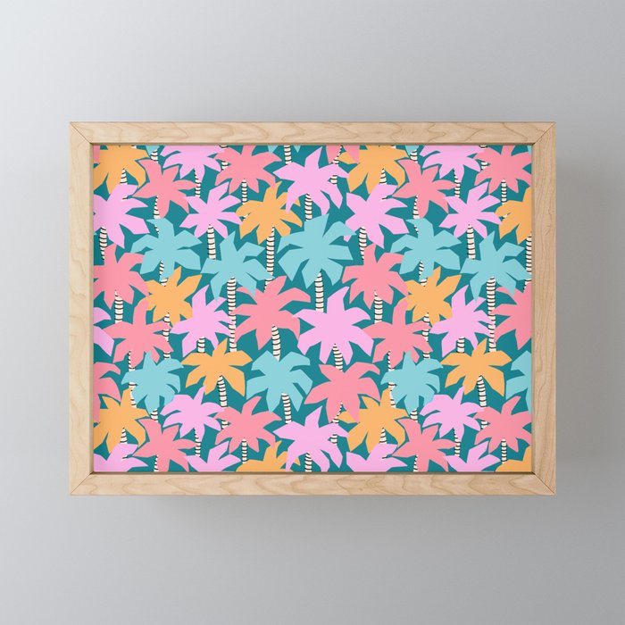 Colorful Cut Out Palm Trees - Pastel Pink, Blue, Orange, Coral Mini Art Print Gallery Image 1