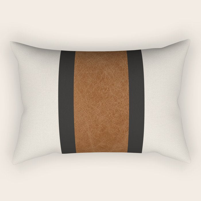 Scandinavian Modern Boho Chic Faux Leather Rectangular Pillow Gallery Image 2