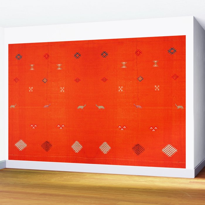 N6 | Vintage Orange Anthropologie Moroccan Artwork. Wall Mural Gallery Image 2