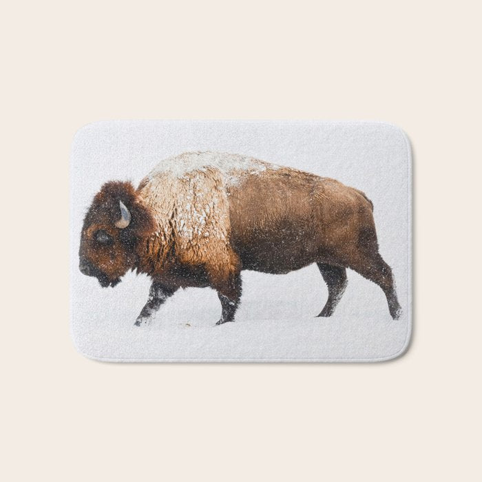 Buffalo In The Snow Bath Mat Gallery Image 1