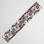 Geo spring animal party // green grey linen texture background brown aqua mint orange and neon red details Table Runner Gallery Image 3