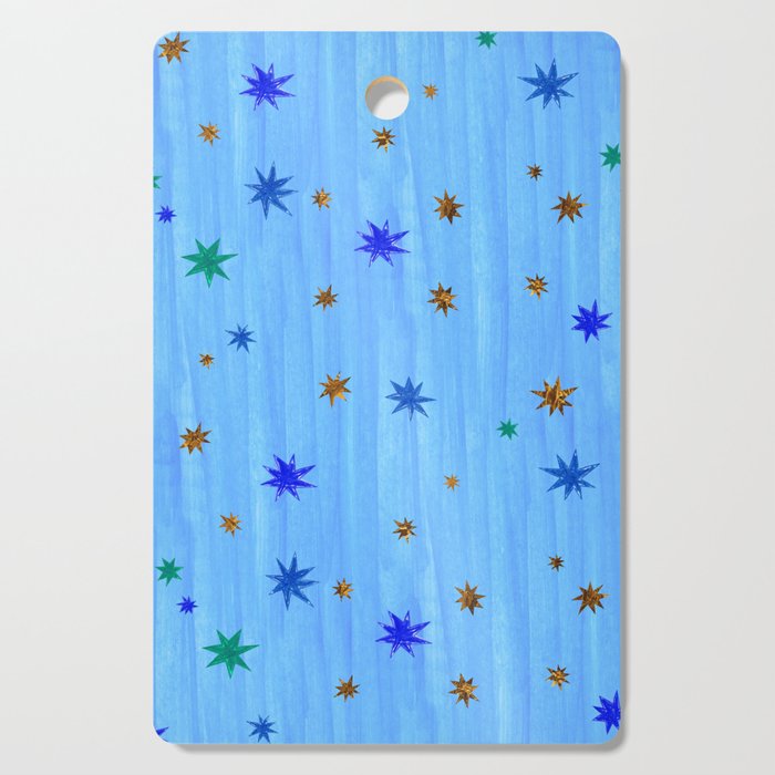 Celestial Star Twinkle in Blue Watercolor Cutting Board Gallery Image 1