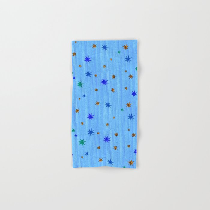 Celestial Star Twinkle in Blue Watercolor Bath Towel Gallery Image 1