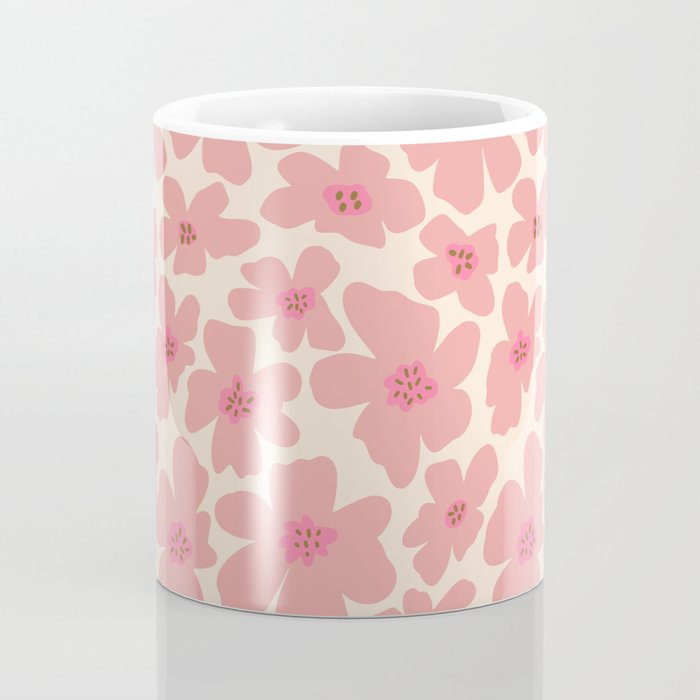 Retro Daisy - Pink and Cream Coffee Mug Gallery Image 4