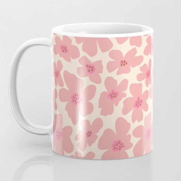 Retro Daisy - Pink and Cream Coffee Mug Gallery Image 3