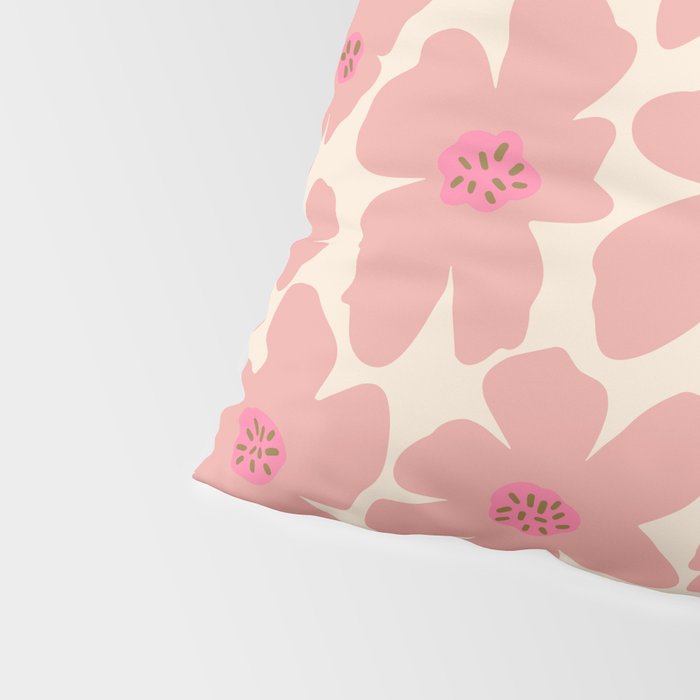 Retro Daisy - Pink and Cream Pillow Sham Gallery Image 4