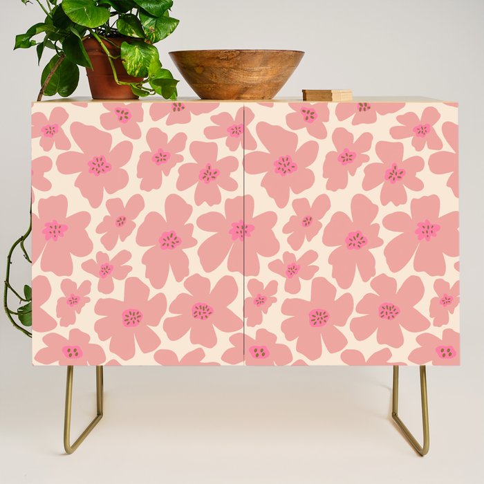 Retro Daisy - Pink and Cream Credenza Gallery Image 1