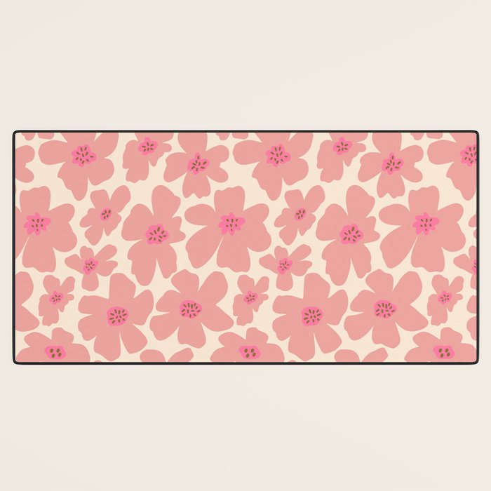 Retro Daisy - Pink and Cream Desk Mat Gallery Image 3