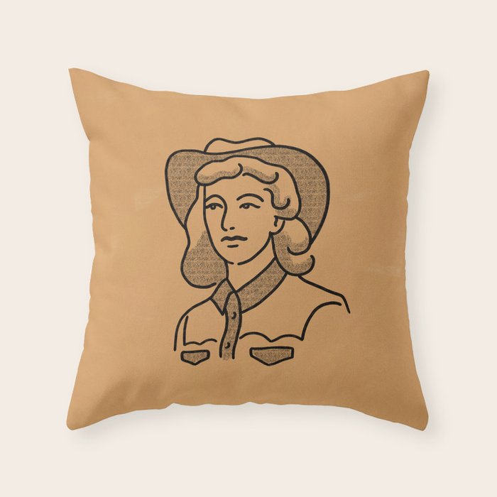 Cowgirl in Dusty Brown Throw Pillow Gallery Image 6