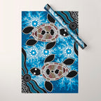 Authentic Aboriginal Art - Sea Turtles Wrapping Paper Gallery Image 1