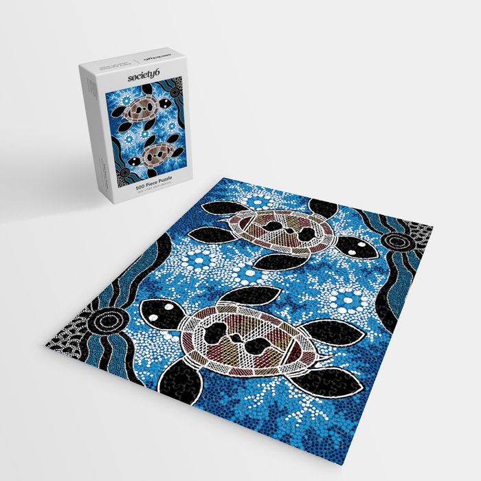 Authentic Aboriginal Art - Sea Turtles Jigsaw Puzzle Gallery Image 2