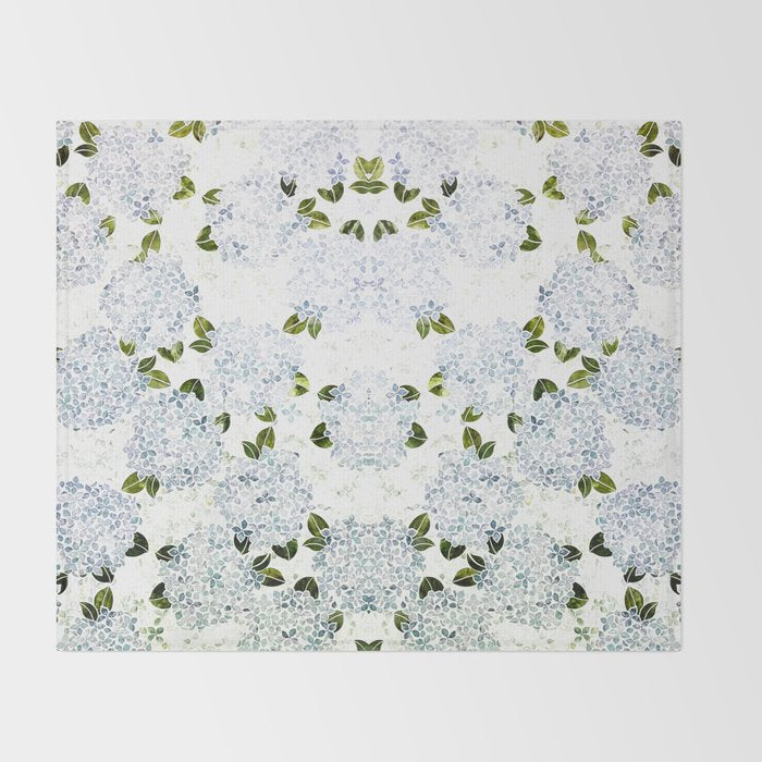 White Blue Ice Snow Hydrangea Throw Blanket Gallery Image 2