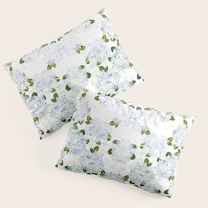 White Blue Ice Snow Hydrangea Pillow Sham Gallery Image 1