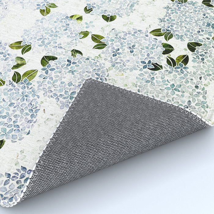 White Blue Ice Snow Hydrangea Rug Gallery Image 4