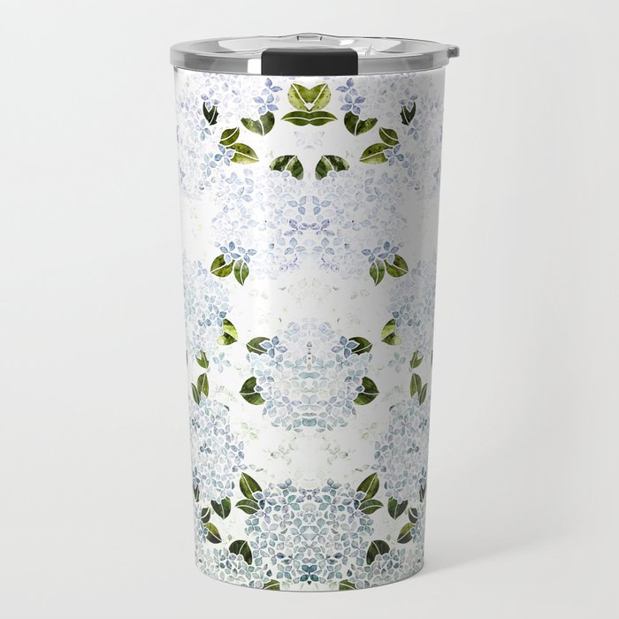 White Blue Ice Snow Hydrangea Travel Mug Gallery Image 1