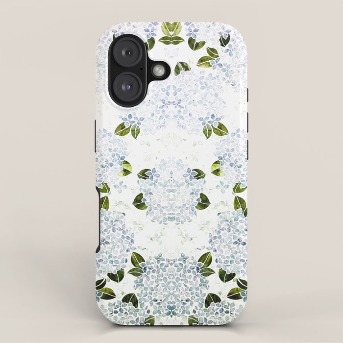 White Blue Ice Snow Hydrangea iPhone Case Gallery Image 1