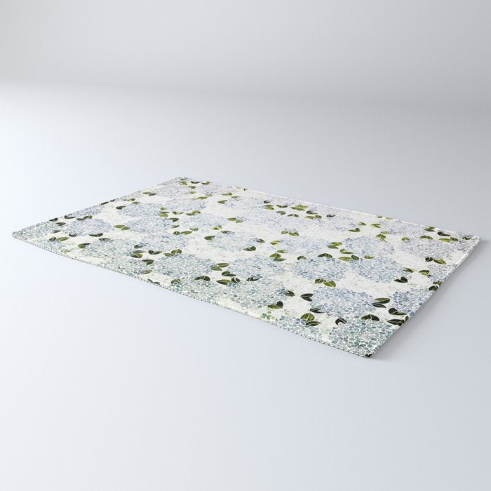 White Blue Ice Snow Hydrangea Rug Gallery Image 3