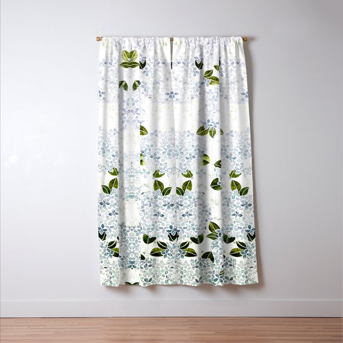 White Blue Ice Snow Hydrangea Window Curtain Gallery Image 3