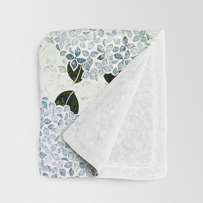 White Blue Ice Snow Hydrangea Throw Blanket Gallery Image 3