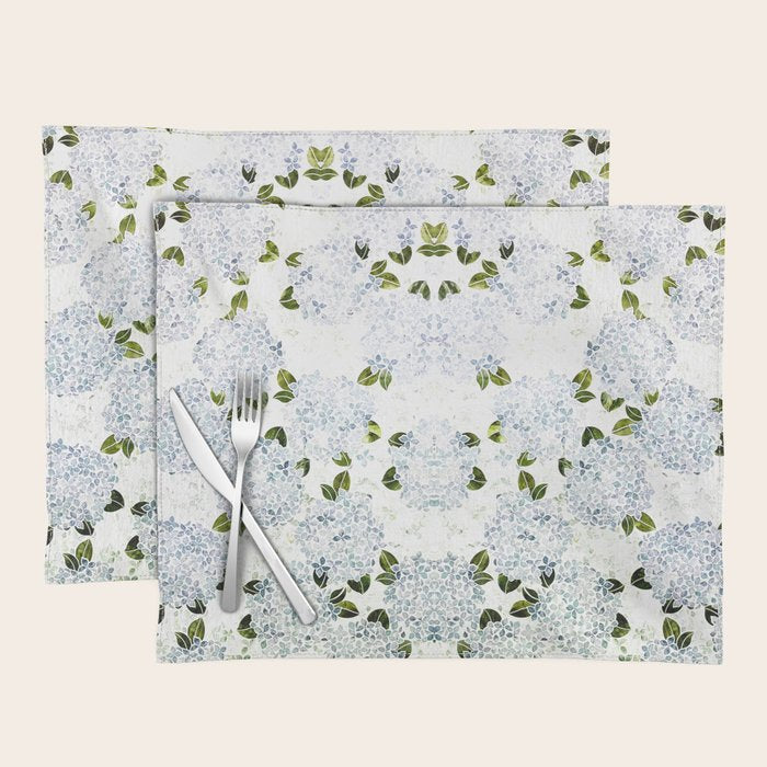White Blue Ice Snow Hydrangea Placemat Gallery Image 1