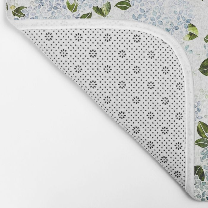 White Blue Ice Snow Hydrangea Bath Mat Gallery Image 2