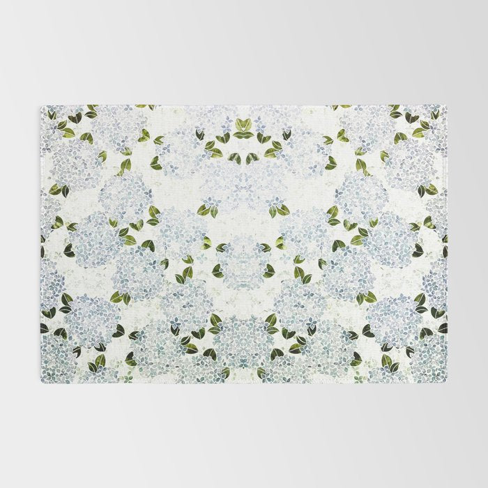 White Blue Ice Snow Hydrangea Rug Gallery Image 2