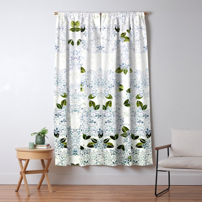 White Blue Ice Snow Hydrangea Window Curtain Gallery Image 5