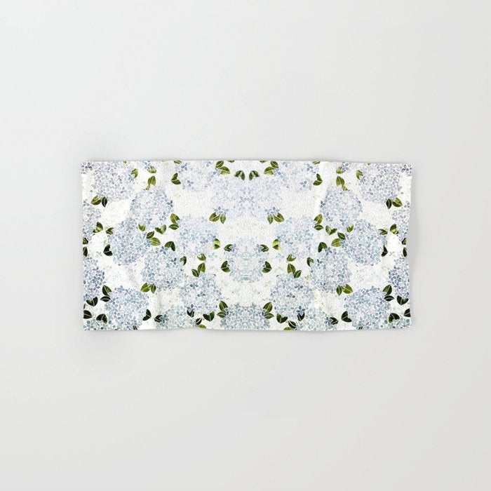 White Blue Ice Snow Hydrangea Bath Towel Gallery Image 1