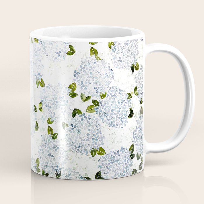White Blue Ice Snow Hydrangea Coffee Mug Gallery Image 1