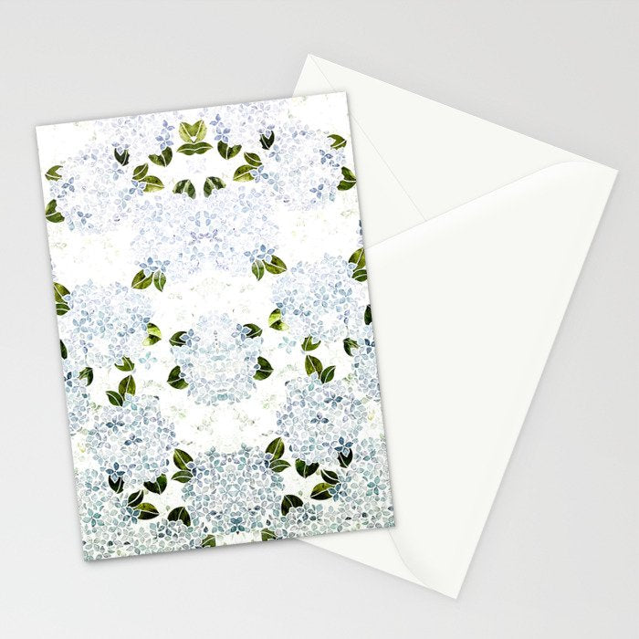 White Blue Ice Snow Hydrangea Stationery Card Gallery Image 2