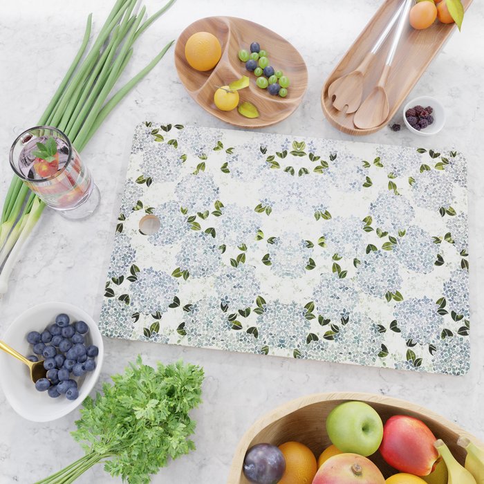 White Blue Ice Snow Hydrangea Cutting Board Gallery Image 2