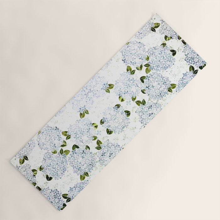 White Blue Ice Snow Hydrangea Yoga Mat Gallery Image 1