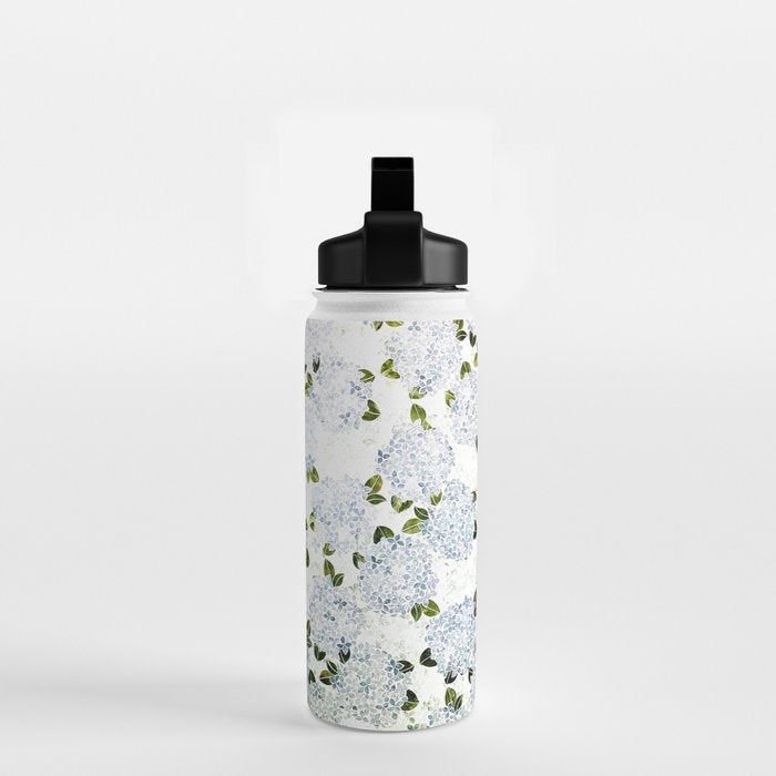 White Blue Ice Snow Hydrangea Water Bottle Gallery Image 2