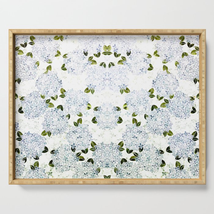 White Blue Ice Snow Hydrangea Serving Tray Gallery Image 1