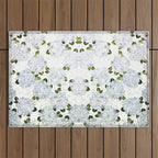 White Blue Ice Snow Hydrangea Outdoor Rug Gallery Image 1