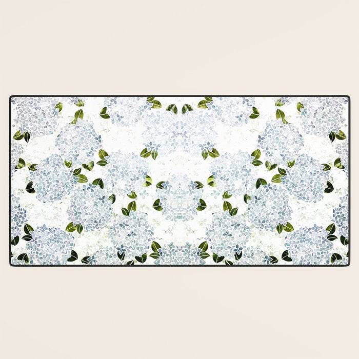 White Blue Ice Snow Hydrangea Desk Mat Gallery Image 3
