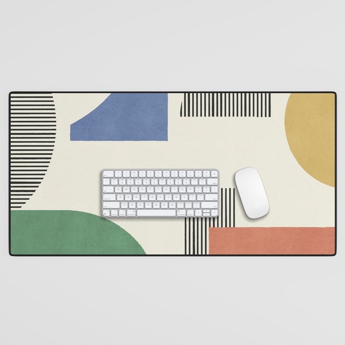Abstract Lines Composition - 3 Colors Desk Mat Gallery Image 1