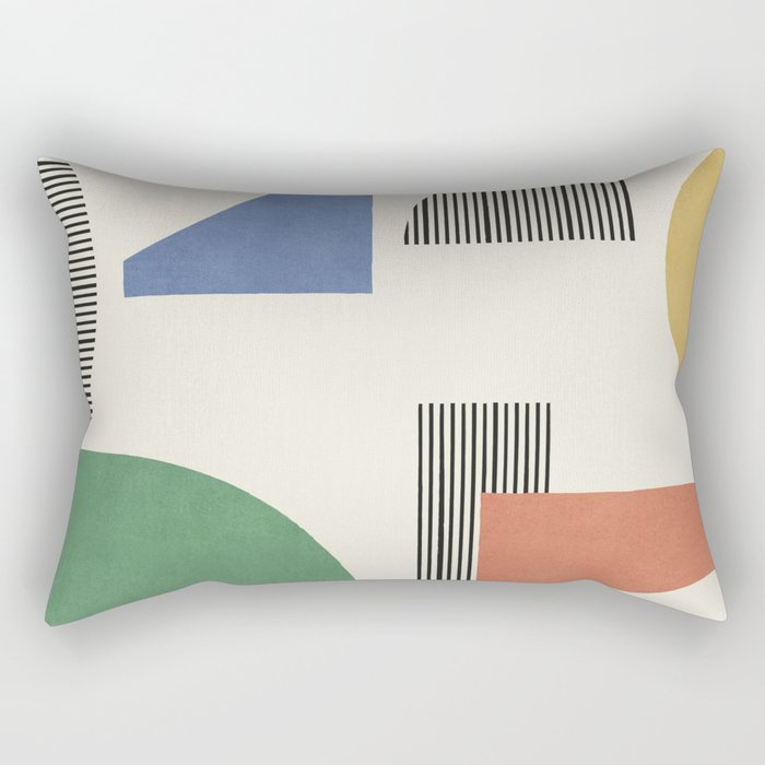 Abstract Lines Composition - 3 Colors Rectangular Pillow Gallery Image 1