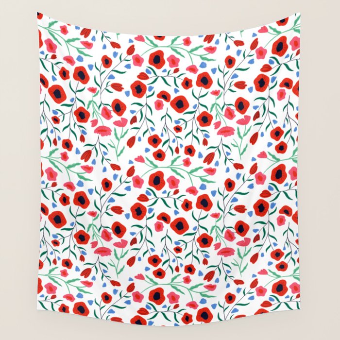 Red Poppy Wall Tapestry