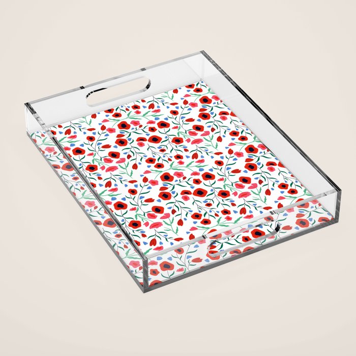 Red Poppy Acrylic Tray Gallery Image 1