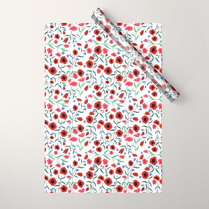 Red Poppy Wrapping Paper Gallery Image 1